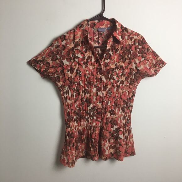 Laura Scott Button Down Ribbed Floral Shirt - Picture 4 of 12